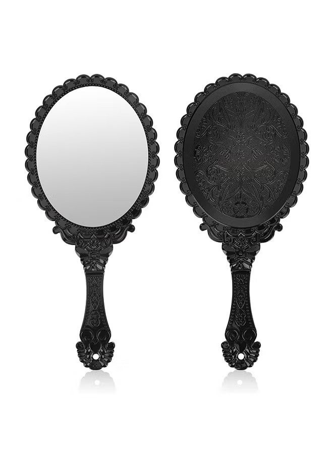 Handheld Mirror with Handle, Hand Mirrors for Women Travel Small Vintage Purse Mirrors (Black) - Image 5